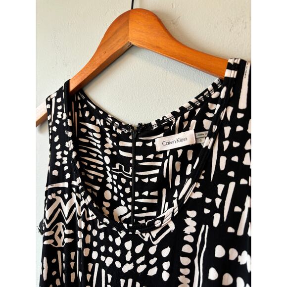Calvin Klein Black and White Pattern Sleeveless Jumpsuit - Picture 4 of 8